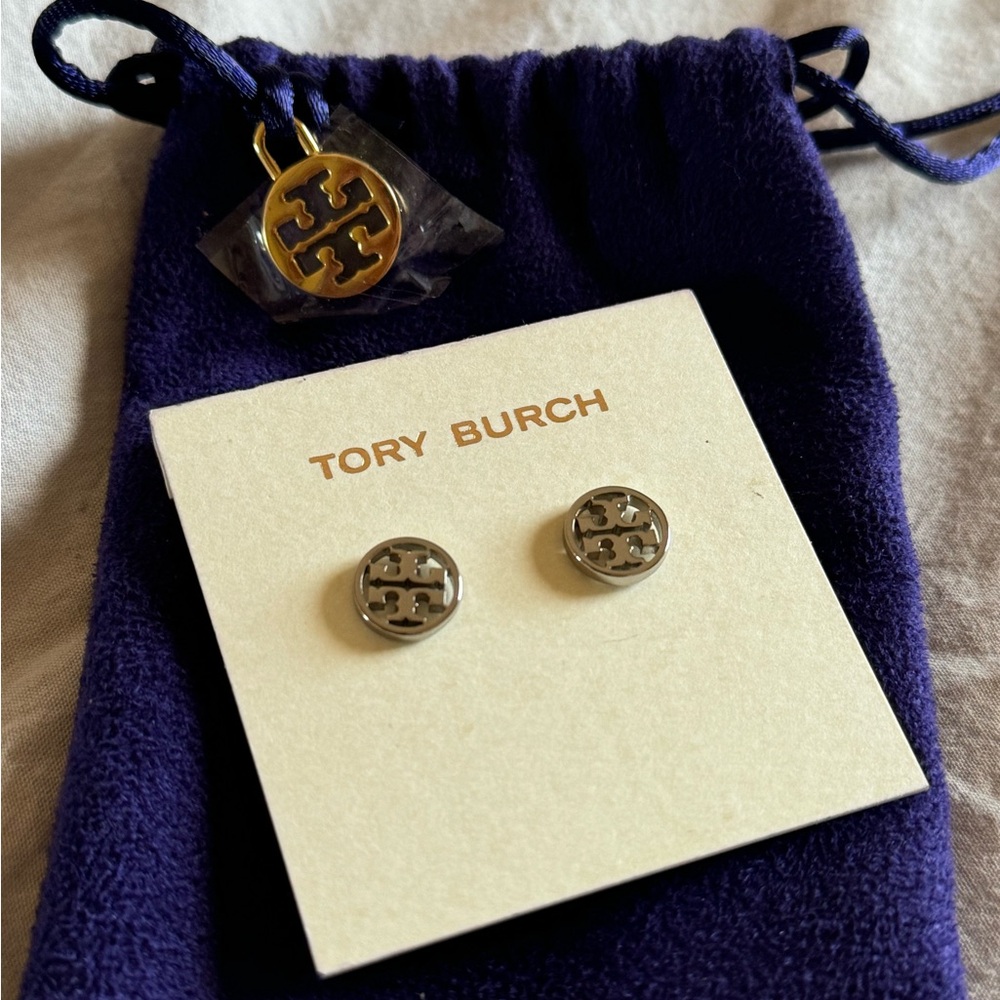 Tory Burch Logo Circle-Stud Earrings